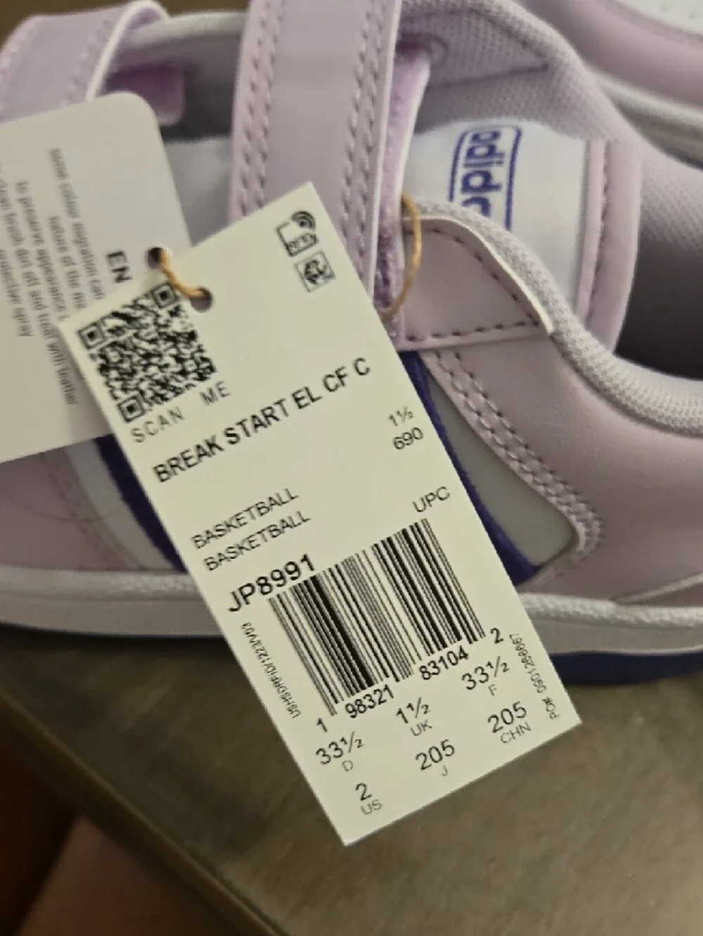 adidas Kids Double-Strap Sneakers - Lavender and White